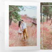 Bourgogne - Marsala en Roos Gold Floral Wedding Drieluik Uitnodiging (Binnenzijde eerst)