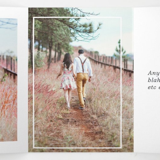 Bourgogne - Marsala en Roos Gold Floral Wedding Drieluik Uitnodiging (Binnenkant midden)