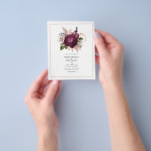 Bourgogne - Marsala en Roos Gold Floral Wedding Flyer (Hand)
