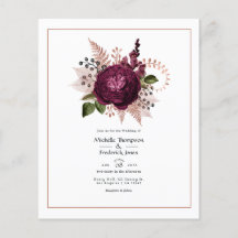 Bourgogne - Marsala en Roos Gold Floral Wedding