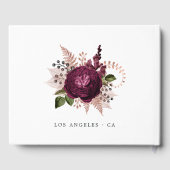 Bourgogne - Marsala en Roos Gold Floral Wedding Gastenboek (Achterkant)