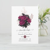 Bourgogne - Marsala en Roos Gold Floral Wedding Save The Date (Staand voorkant)