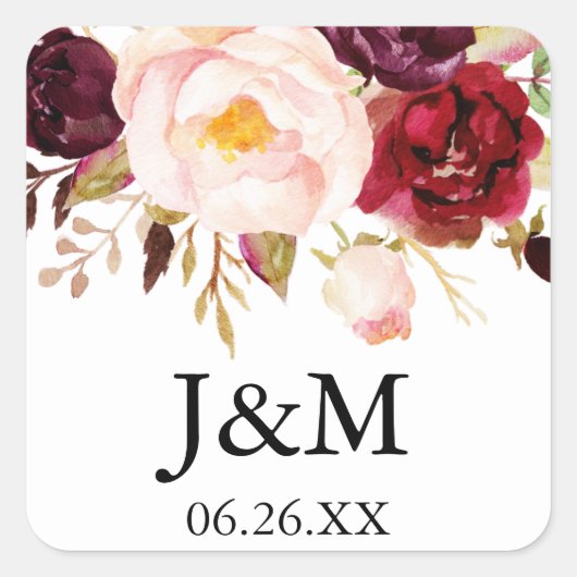 Bourgogne Marsala Envelope Seals - Favoriete Stick Vierkante Sticker (Voorkant)