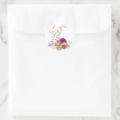 Bourgogne - Marsala Floral Ronde Sticker (Tas)