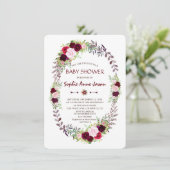 Bourgogne Marsala Floral Wreath Baby shower Kaart (Staand voorkant)