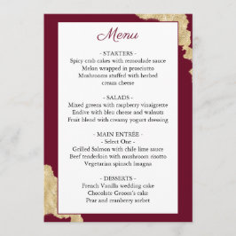 Bourgogne Marsala & Goud Bruiloft Menu