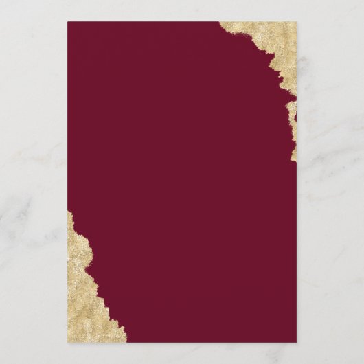 Bourgogne Marsala & Goud Bruiloft Menu (Achterkant)