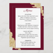 Bourgogne Marsala & Goud Bruiloft Menu (Voorkant / Achterkant)