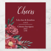 Bourgogne Marsala Herfst Bloemenbruiloft Wijn Etiket (Enkel label)