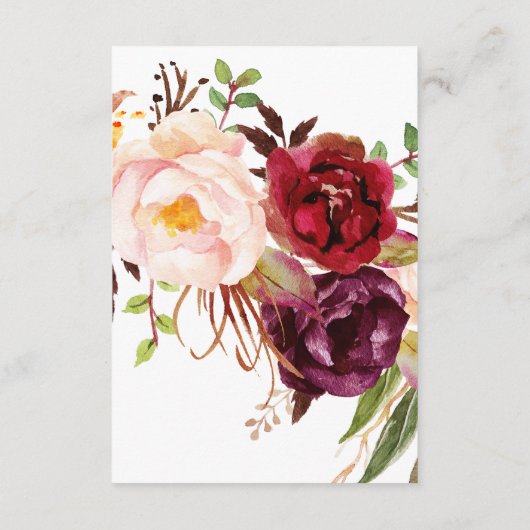 Bourgogne Marsala Navy bruiloft Details Kaart (Achterkant)