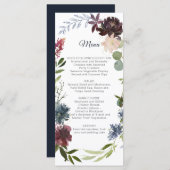 Bourgogne Marsala Navy Groen Bruiloft Menu (Voorkant / Achterkant)