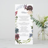 Bourgogne Marsala Navy Groen Bruiloft Menu (Staand voorkant)