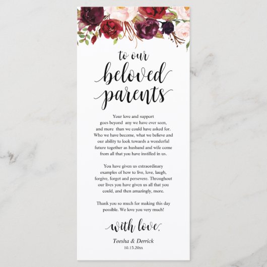 Bourgogne Marsala, plaats instelling Dank u kaart (Voorkant)