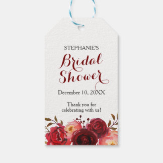 Bourgogne Marsala Red Roses Bloemen Vrijgezellenfe Cadeaulabel