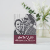 Bourgogne Marsala Rode foto Save the Date Briefkaa Aankondigingskaart (Staand voorkant)