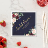 Bourgogne Marsala Rode Marine Bloemen Vrijgezellen Servetten (Insitu)