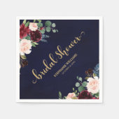 Bourgogne Marsala Rode Marine Bloemen Vrijgezellen Servetten (Voorkant)