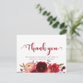 Bourgogne Marsala Rode Rozen Bloemen Dank u Briefkaart (Staand voorkant)