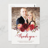 Bourgogne Marsala Rode Rozen Bloemen Dank u Briefkaart (Voorkant / Achterkant)