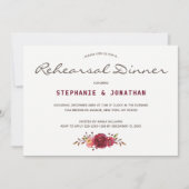 Bourgogne Marsala Rode Rozen Bloemenrepetitie dine Kaart (Voorkant)