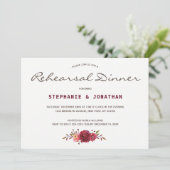 Bourgogne Marsala Rode Rozen Bloemenrepetitie dine Kaart (Staand voorkant)