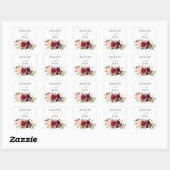 Bourgogne Marsala & Roze Bloemen Naam - Wit Vierkante Sticker (Vel)