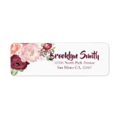 Bourgogne/Marsala & Roze Pioen Boeket Etiket (Voorkant)