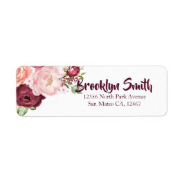 Bourgogne/Marsala & Roze Pioen Boeket Etiket