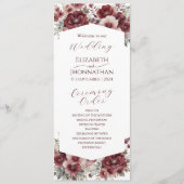 Bourgogne Marsala Rustieke Bloemen Waterverf Bruil Programmakaart (Voorkant)