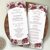 Bourgogne Marsala Rustieke Bloemen Waterverf Bruil Programmakaart