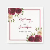 Bourgogne Marsala Tafel Verloving Trouwpapier Servet (Voorkant)