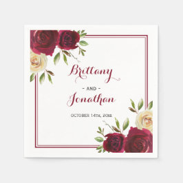 Bourgogne Marsala Tafel Verloving Trouwpapier Servet