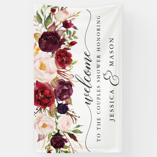 Bourgogne Marsala Vinyl Welkom Banner (Verticaal)