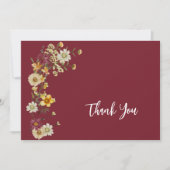 Bourgogne Marsala Wildflower Rustic Boho Bedankkaart (Voorkant)