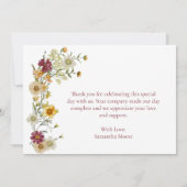 Bourgogne Marsala Wildflower Rustic Boho Bedankkaart (Achterkant)