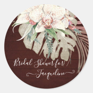 Bourgogne Marsala Witte Orchidee Salie Bloemen Bla Ronde Sticker