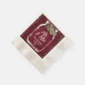 Bourgogne Mason Jar Rustic Wood Mr & Mrs Wedding Servet (Hoek)