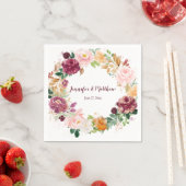 Bourgogne Mauve Blush Saffraan Geel Rustieke Bloem Servet (Insitu)