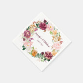 Bourgogne Mauve Blush Saffraan Geel Rustieke Bloem Servet (Hoek)