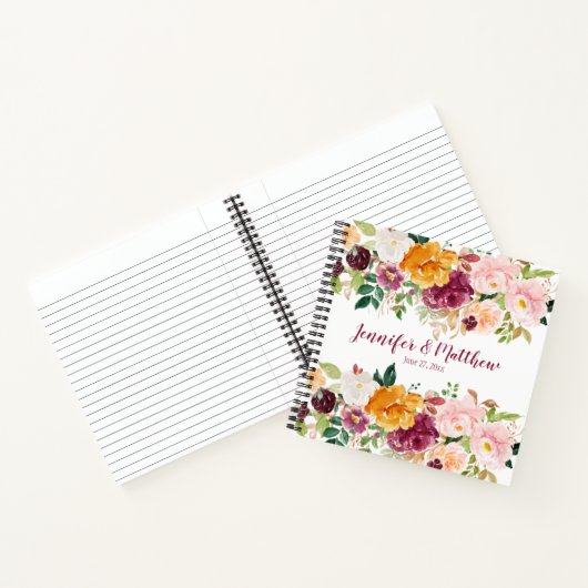 Bourgogne, Mauve, Saffraan, Roze Bloemen Gastenboe Notitieboek