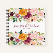 Bourgogne, Mauve, Saffraan, Roze Bloemen Gastenboe Notitieboek