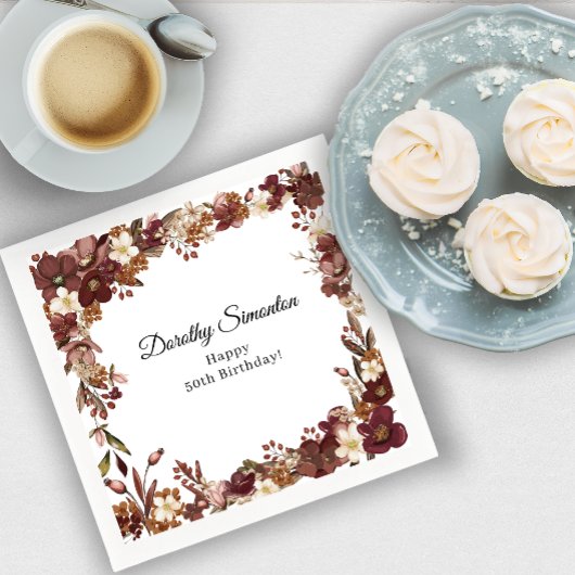 Bourgogne Mauve Witte Herfst 50e geboortedag Servet