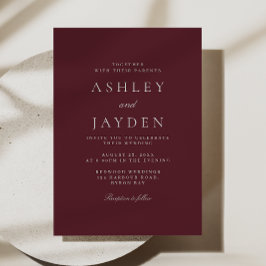 Bourgogne Merlot Wijn Minimal Wedding Kaart