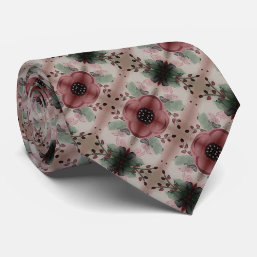 Bourgogne met beige stropdas (Opgerold)