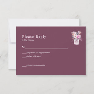 Bourgogne met bloemen RSVP kaart in weckpot