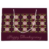 Bourgogne met bloemmotief groot cadeauzakje (Voorkant)