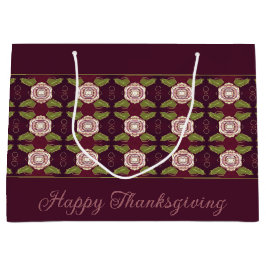 Bourgogne met bloemmotief groot cadeauzakje