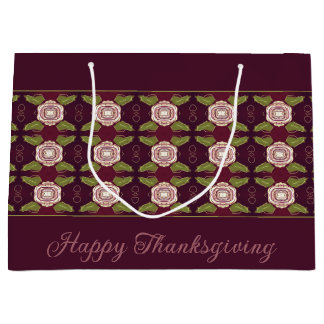 Bourgogne met bloemmotief groot cadeauzakje