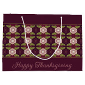 Bourgogne met bloemmotief groot cadeauzakje (Achterkant)