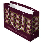 Bourgogne met bloemmotief groot cadeauzakje (Achterkant Gekanteld)